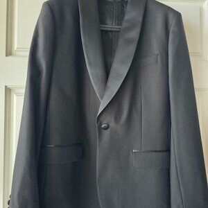 Black Bonobos italian wool men's tuxedo including pants and Eton silk bowtie